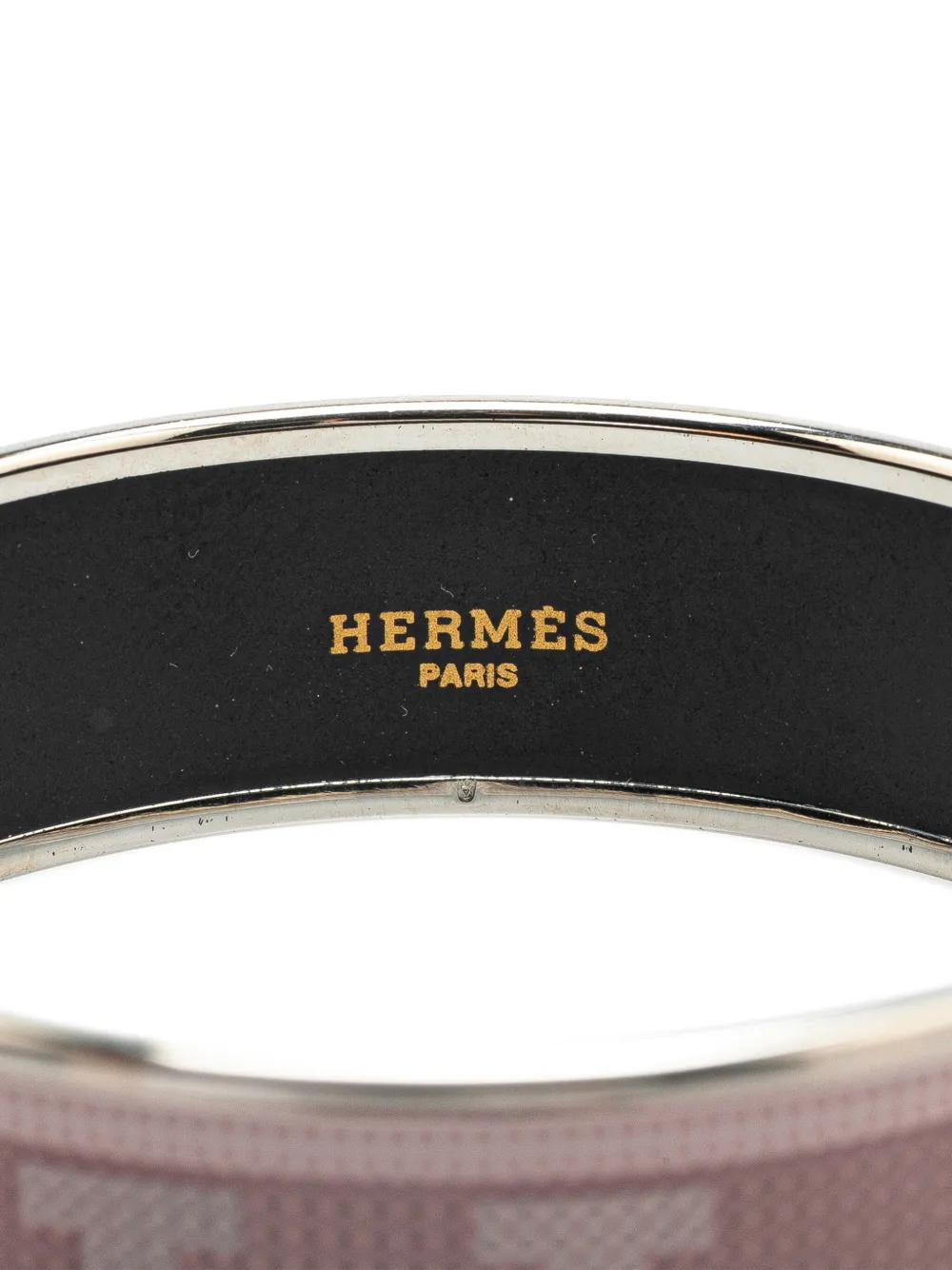 Pre-owned Hermes 20th Century Wide H Dot Enamel Bangle 65 Costume Bracelet In Pink