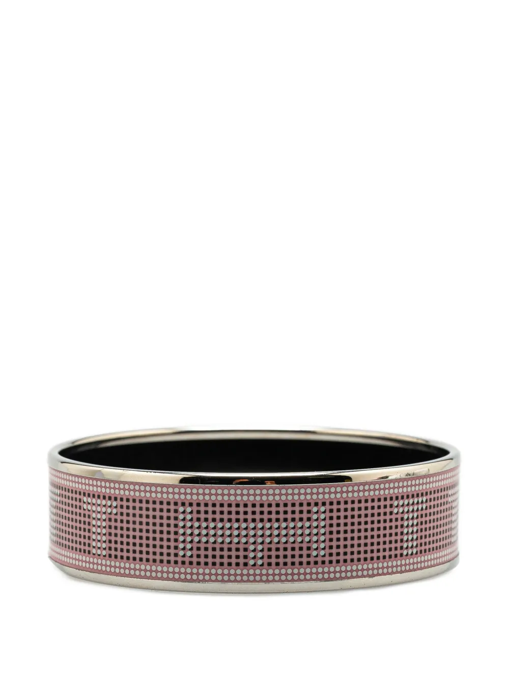Pre-owned Hermes 20th Century Wide H Dot Enamel Bangle 65 Costume Bracelet In Pink