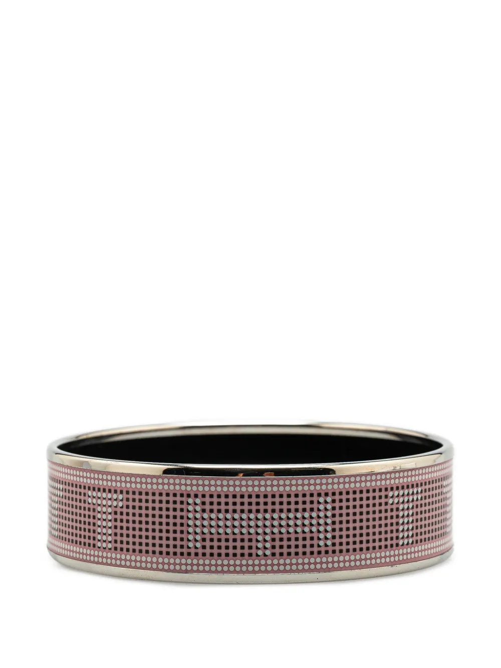 Pre-owned Hermes 20th Century Wide H Dot Enamel Bangle 65 Costume Bracelet In Pink