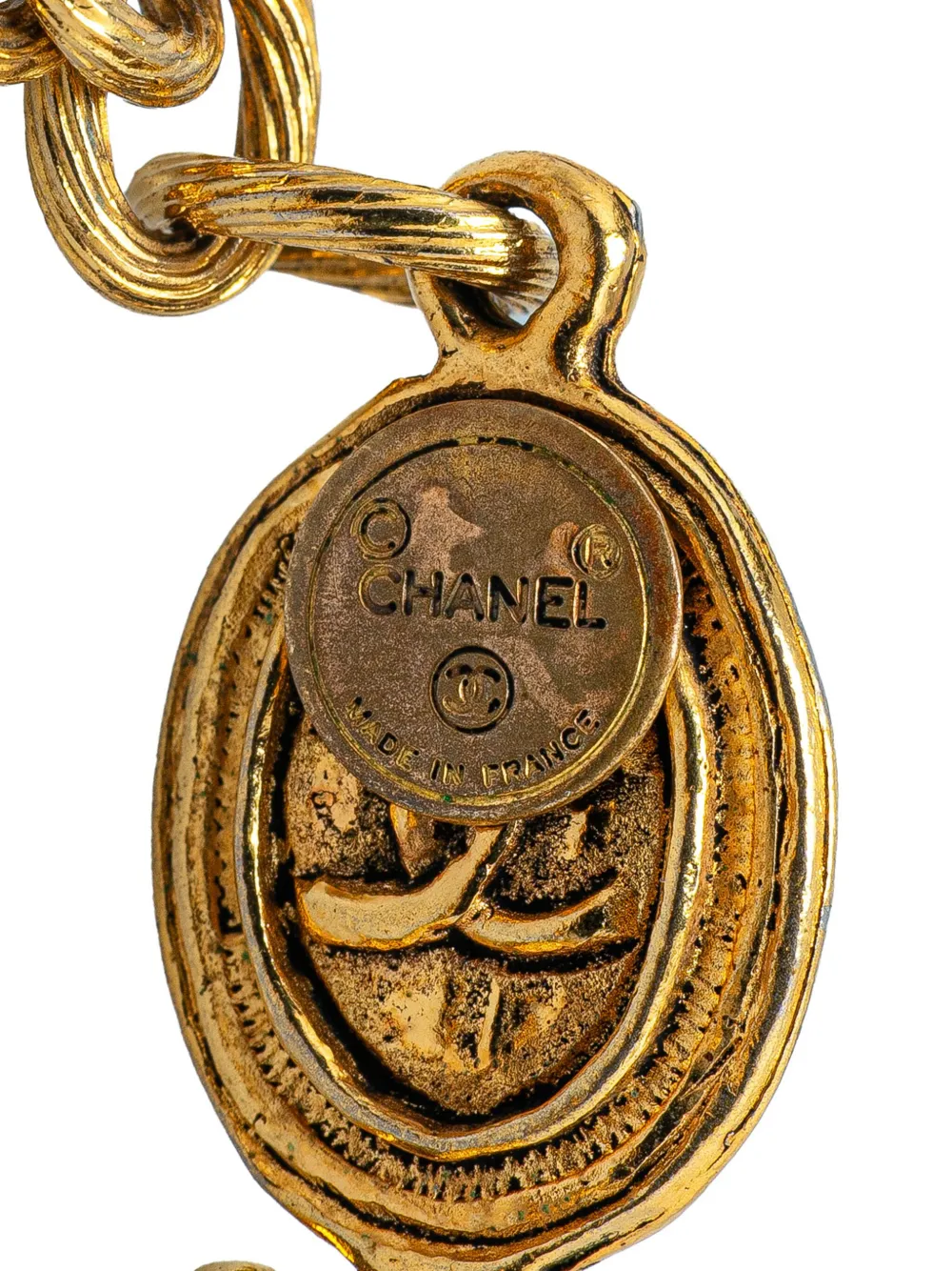 CHANEL Pre-Owned 20th Century Gold Plated CC Medallion Link Necklace costume necklace | Image 2