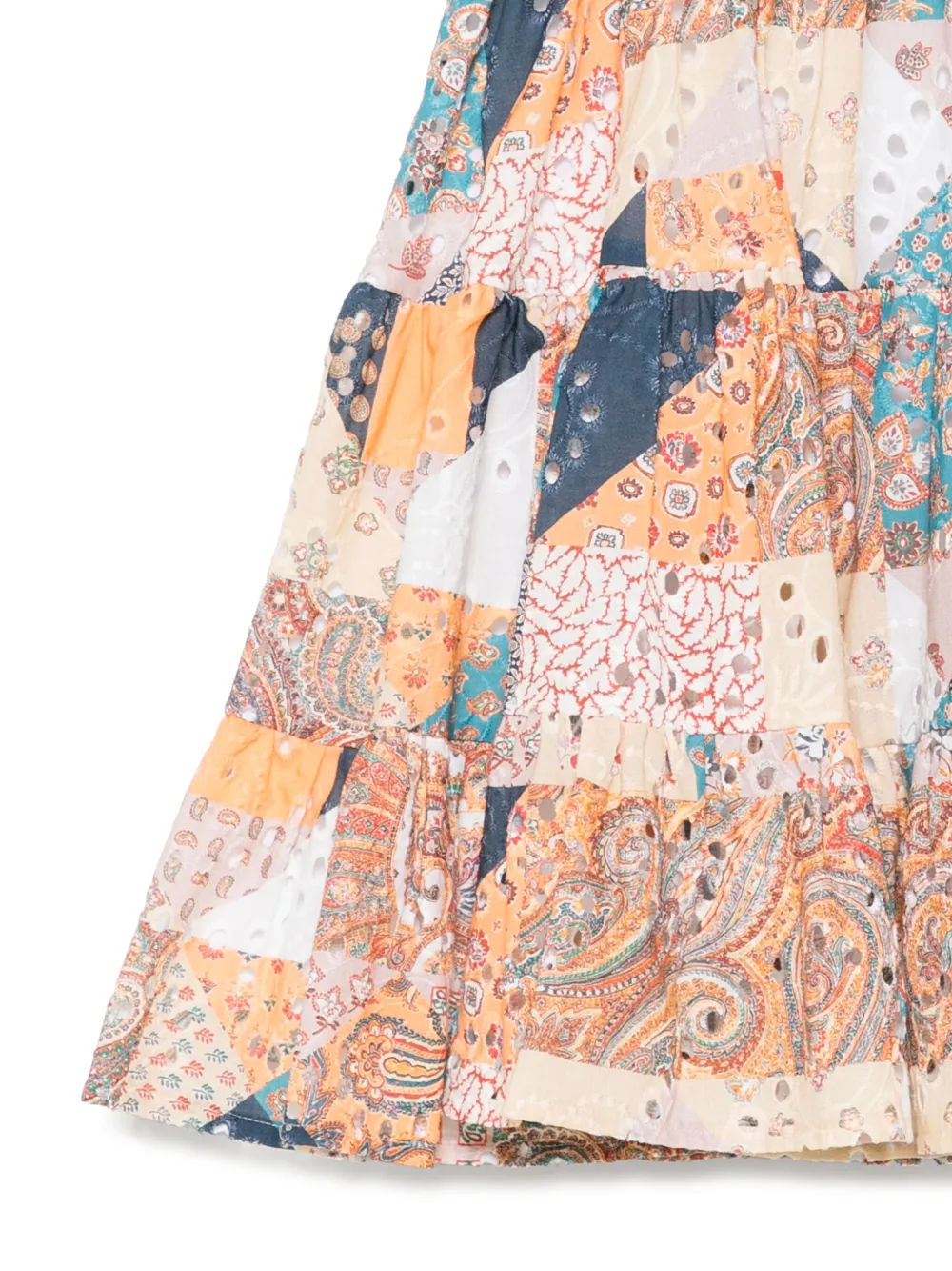 ETRO KIDS Jurk met patchwork-print Beige