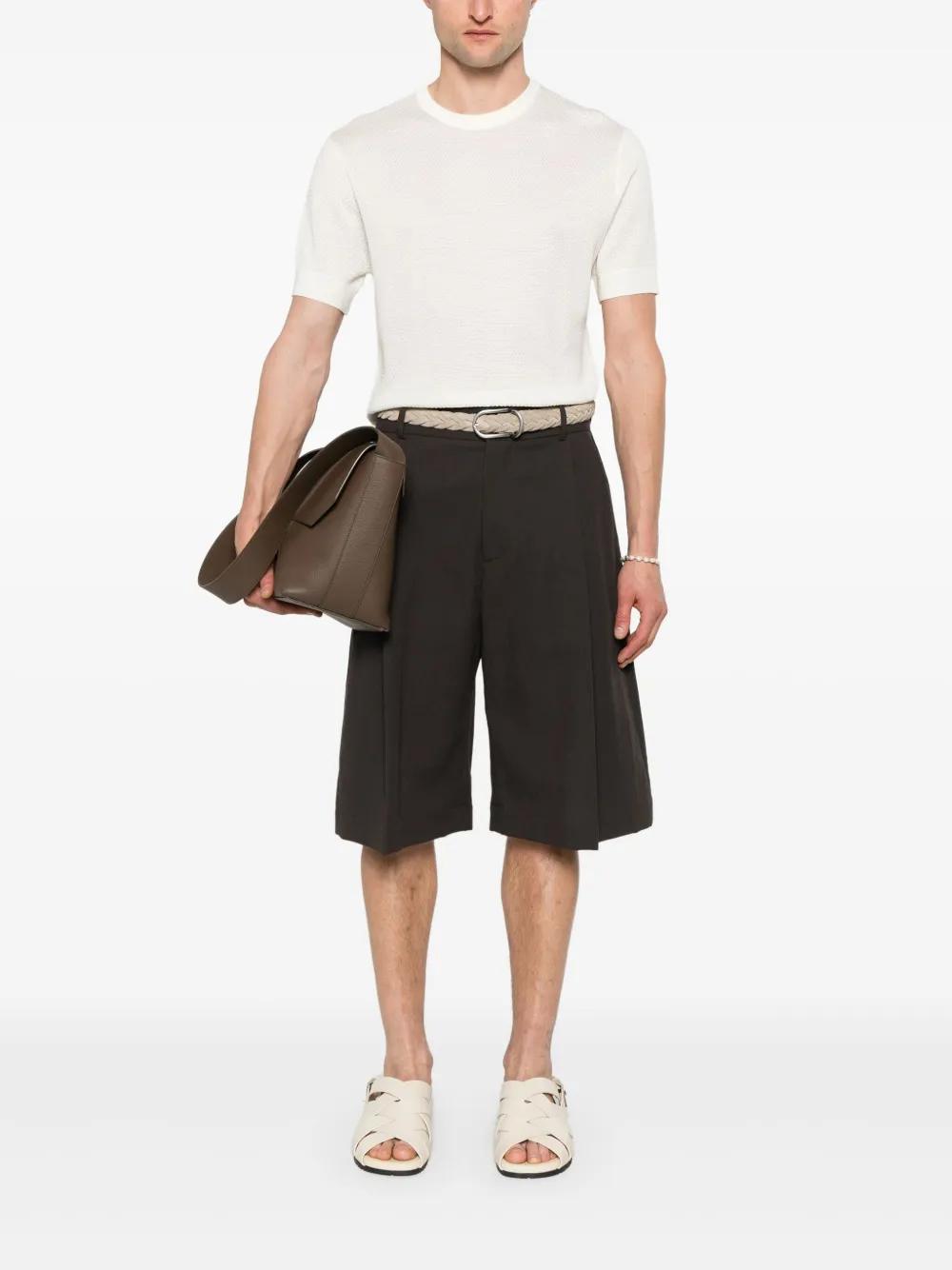Emporio Armani Opengebreid T-shirt - Beige