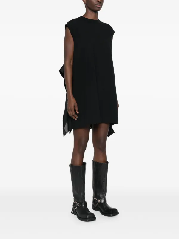 【SACAI】Dress SACAI Asymmetric striped cotton-poplin and wool shirt dress