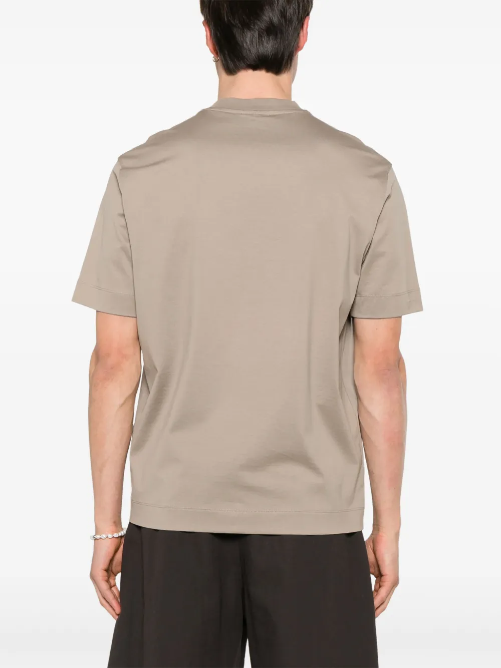 Emporio Armani T-shirt met logo jacquard Beige