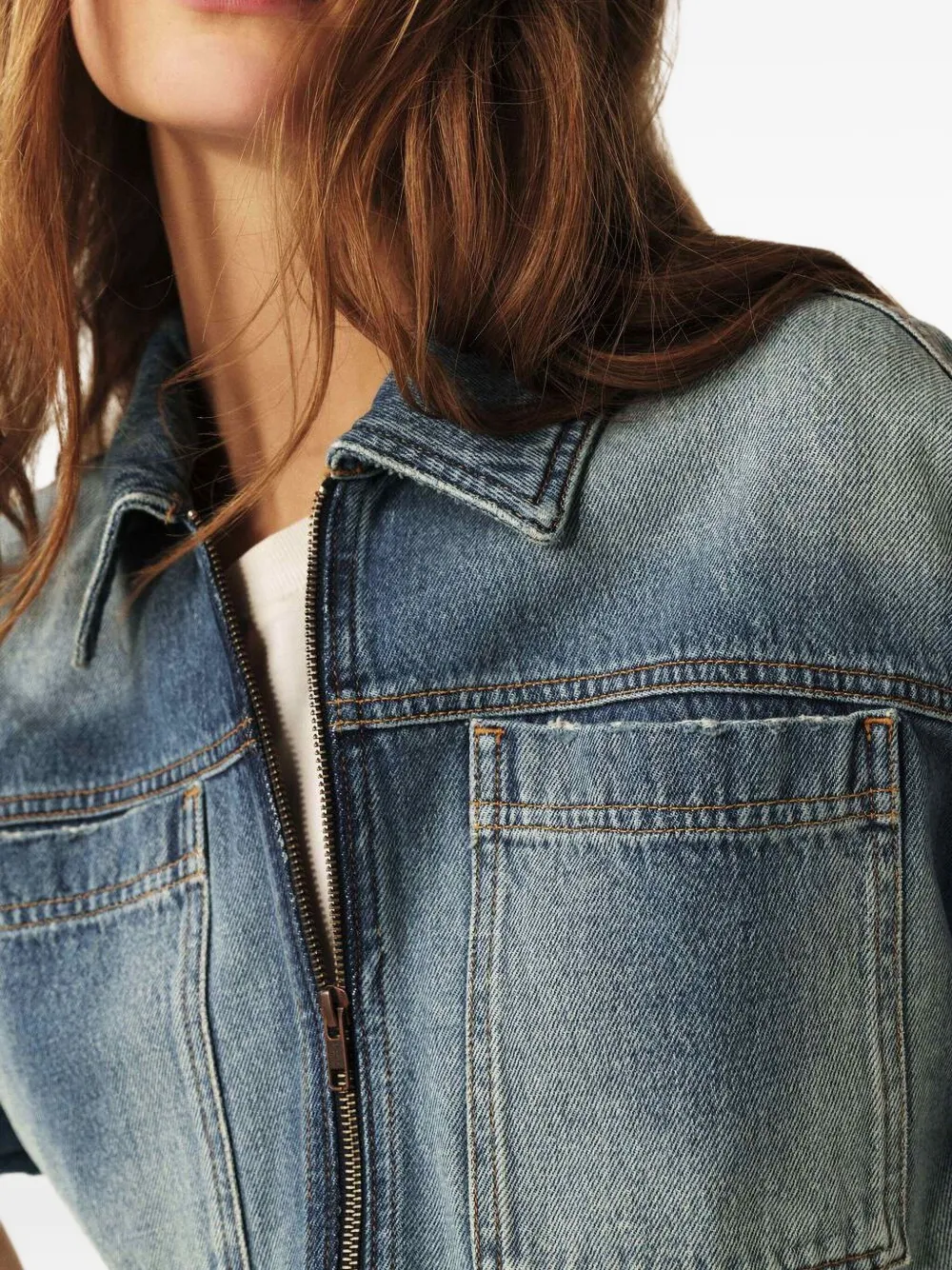 Ba&sh Zip-front Patch-pocket Jacket In Gold
