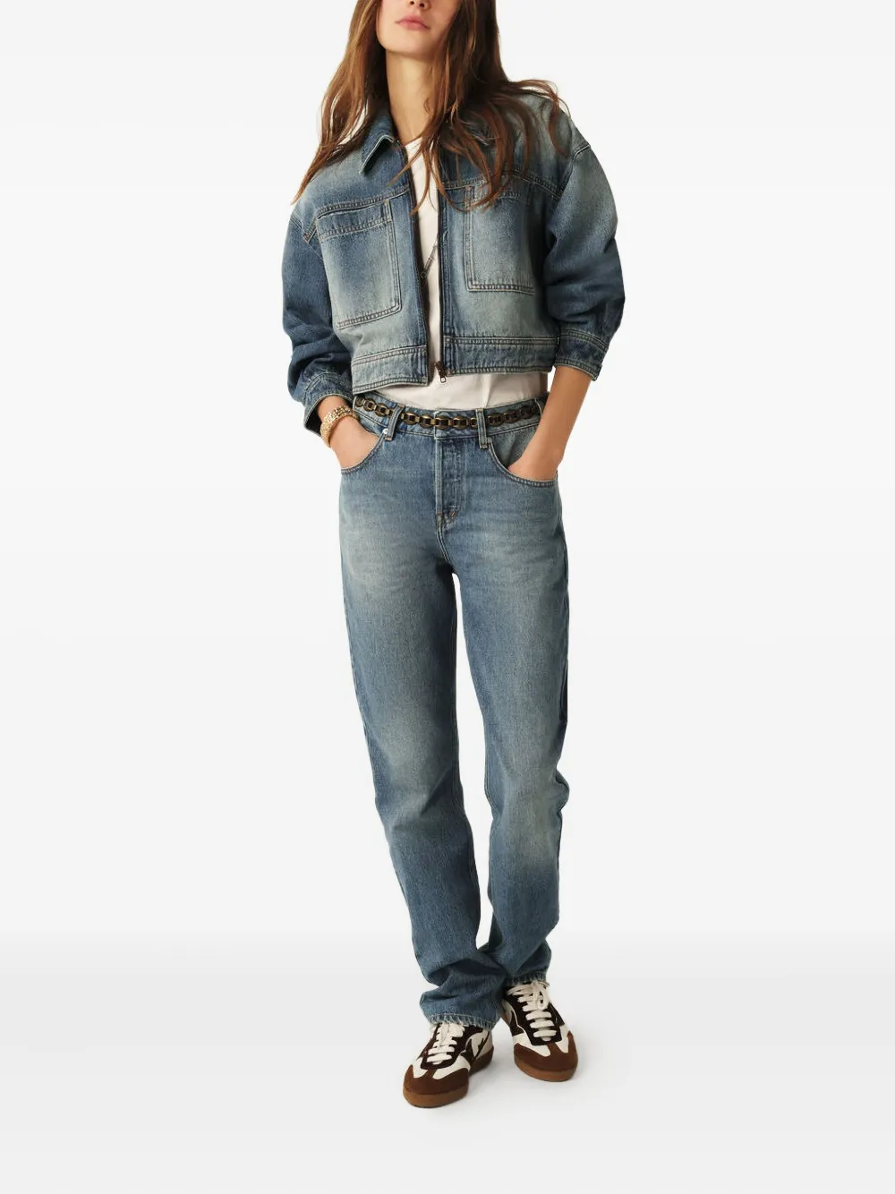 Ba&sh Zip-front Patch-pocket Jacket In Gold