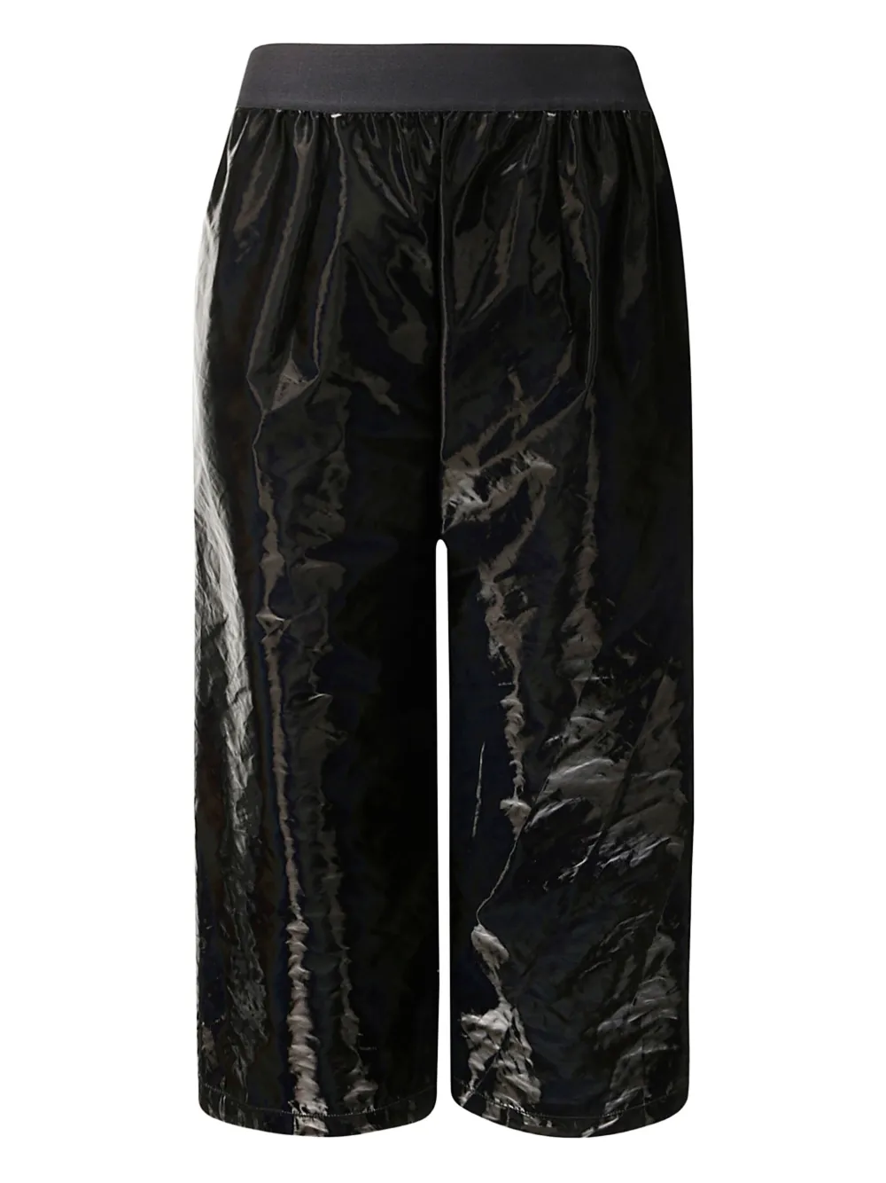 patent-finish trousers
