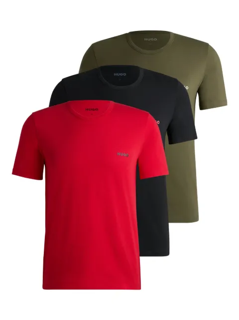 HUGO Camiseta decote careca com logo bordado
