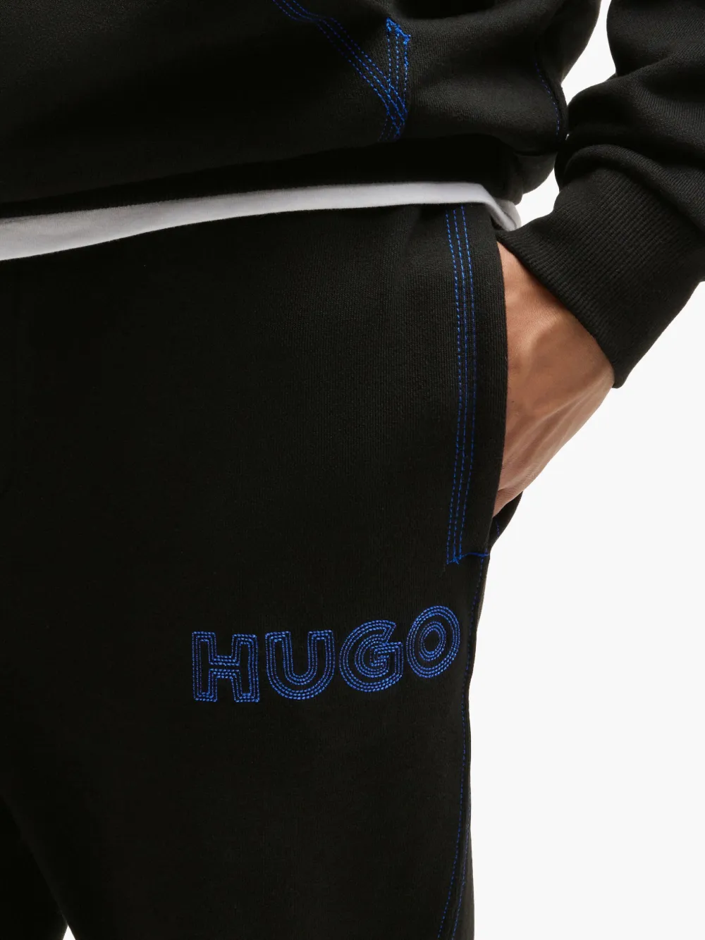 Shop Hugo Boss Logo-embroidered Track Pants In Black