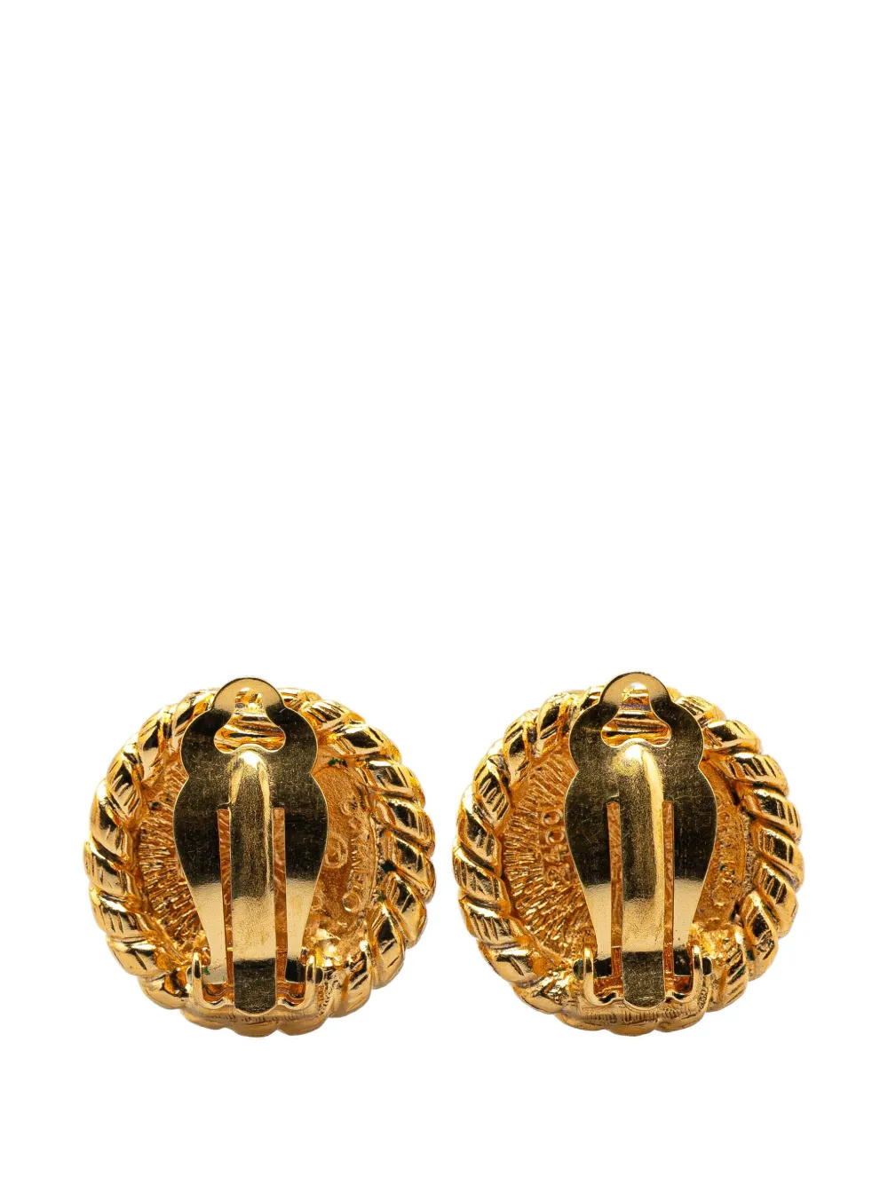 CHANEL Pre-Owned 1970-1980 Gold Plated CC Round Clip on Earrings costume earrings | Image 2