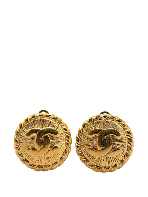 CHANEL Pre-Owned Orecchini tondi CC a clip con placcatura oro 1970-1980