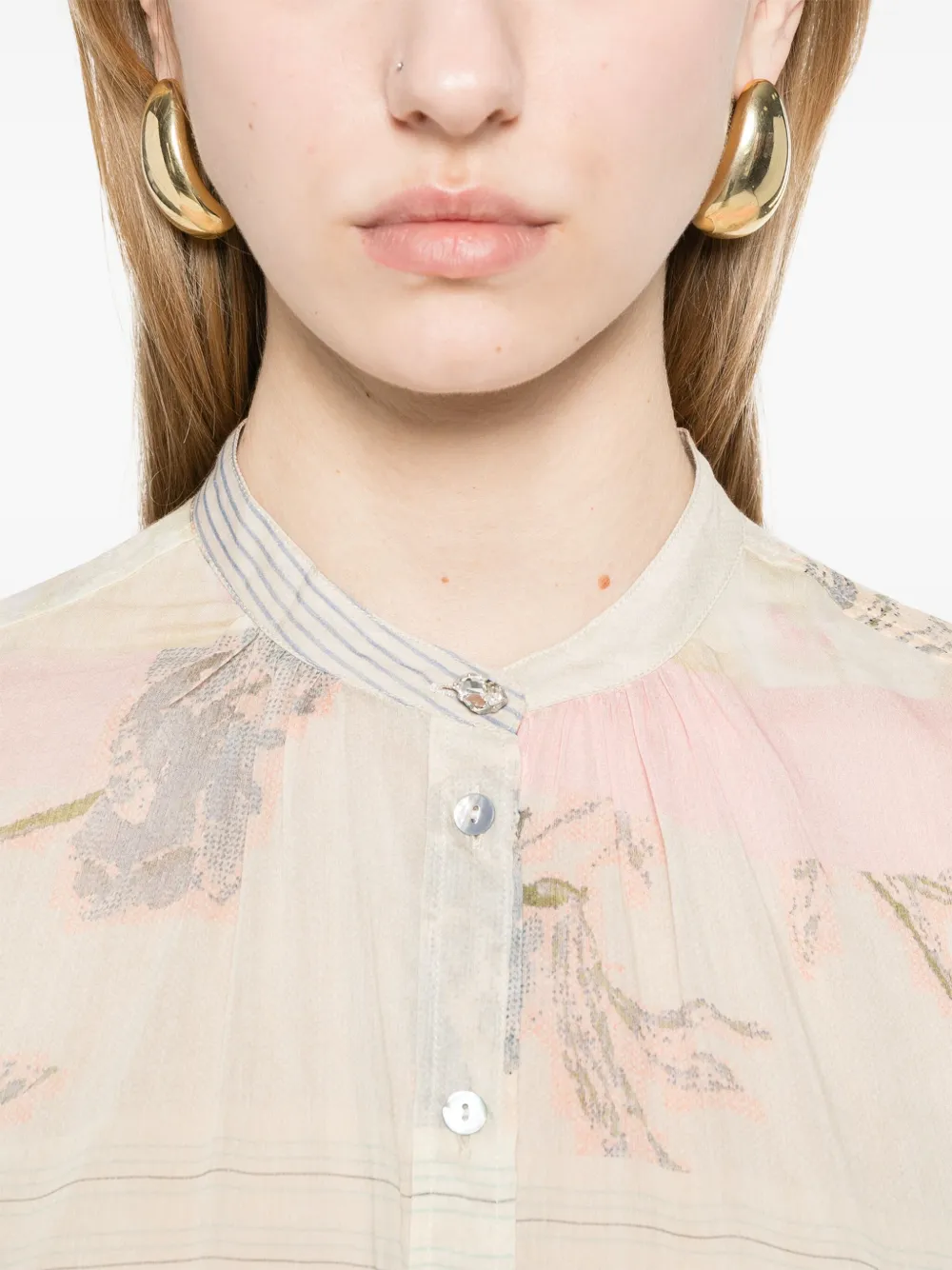 Forte blouse met print Beige