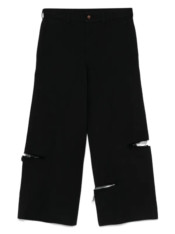 Black Comme Des Garçons ダメージパンツ | ブラック | FARFETCH JP