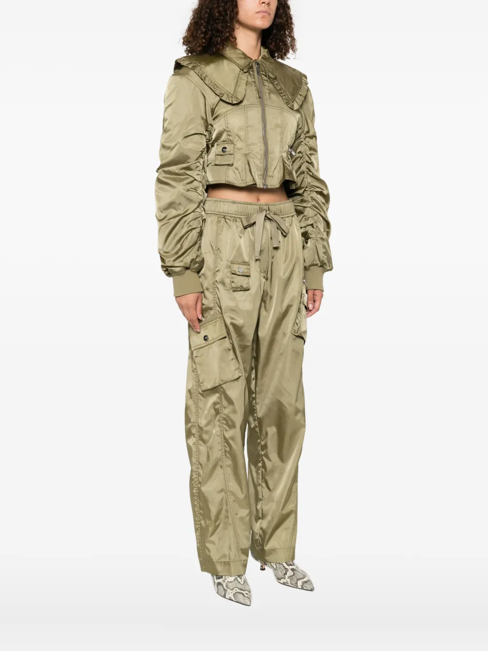 GANNI duchess bomber jacket Groen
