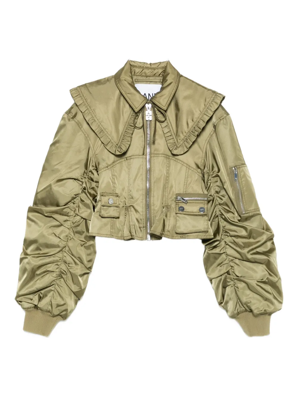 GANNI duchess bomber jacket Groen