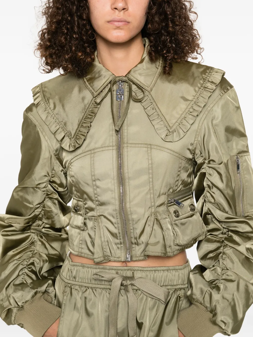GANNI duchess bomber jacket Groen
