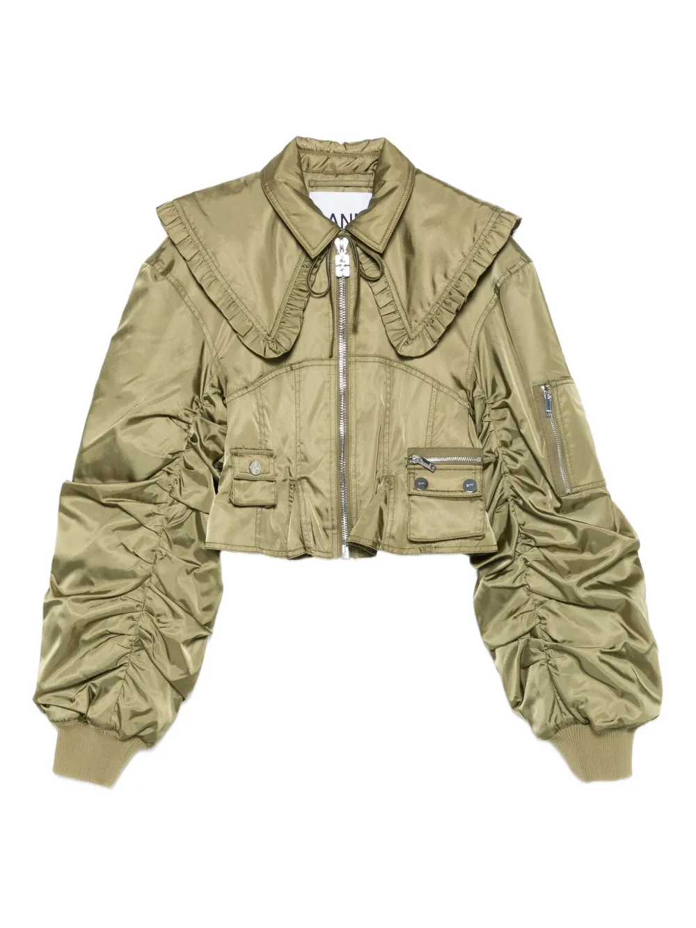 GANNI duchess bomber jacket Groen