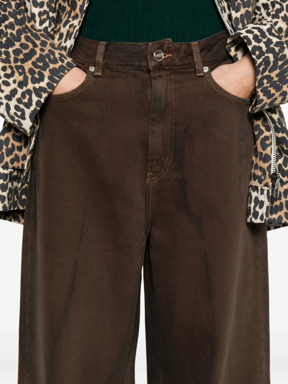 GANNI tie-dye wide-leg jeans Bruin