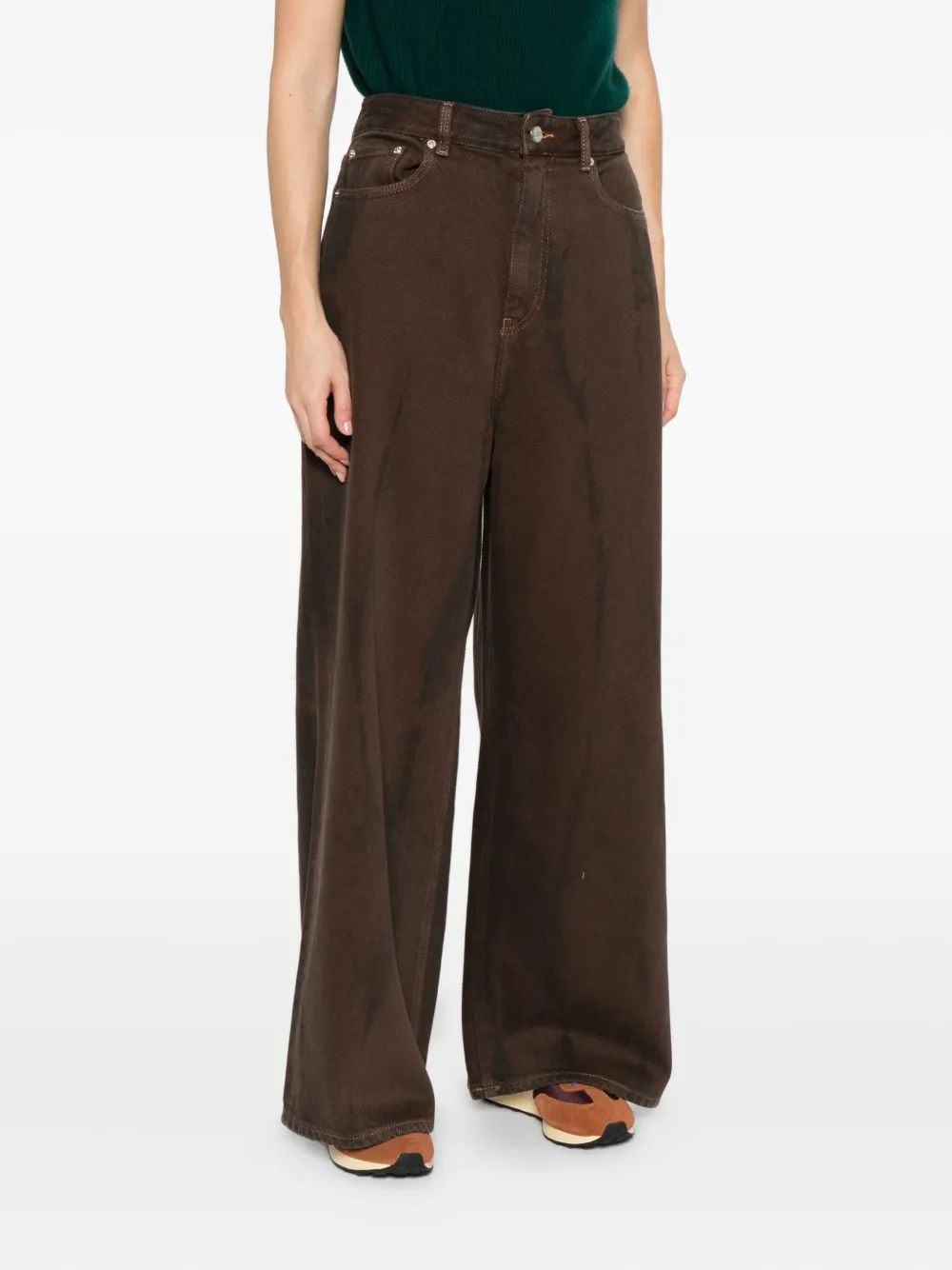 GANNI tie-dye wide-leg jeans Bruin