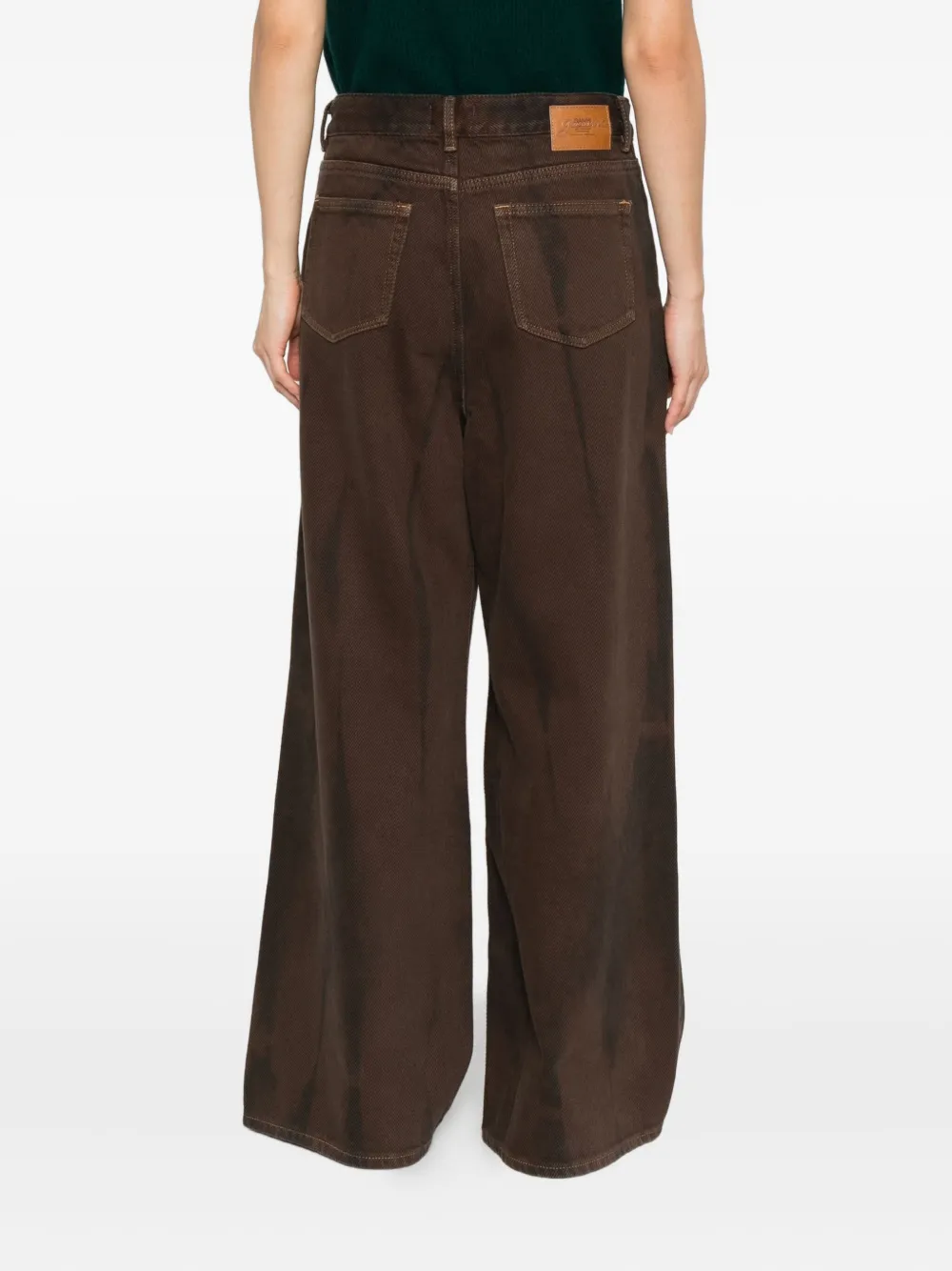 GANNI tie-dye wide-leg jeans Bruin