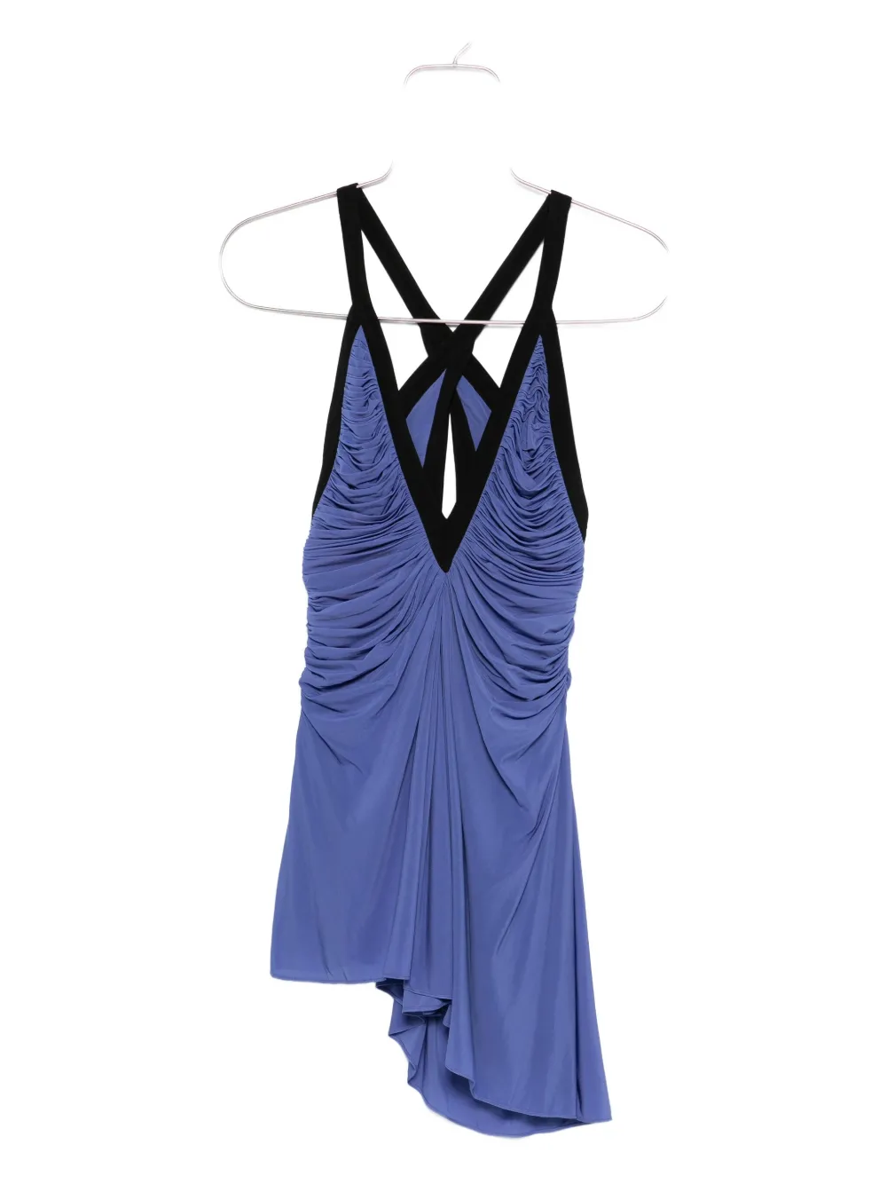 Christopher Esber Womens Blue Iris Suspended Fluted Jersey Mini Dress In Blue