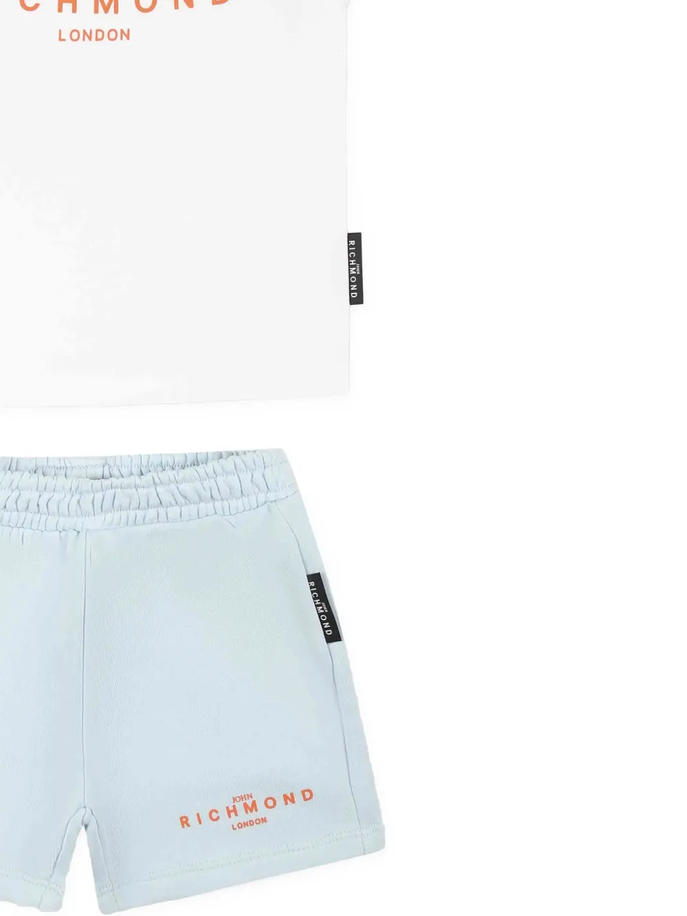 John Richmond Junior T-shirt en shorts met logoprint Wit