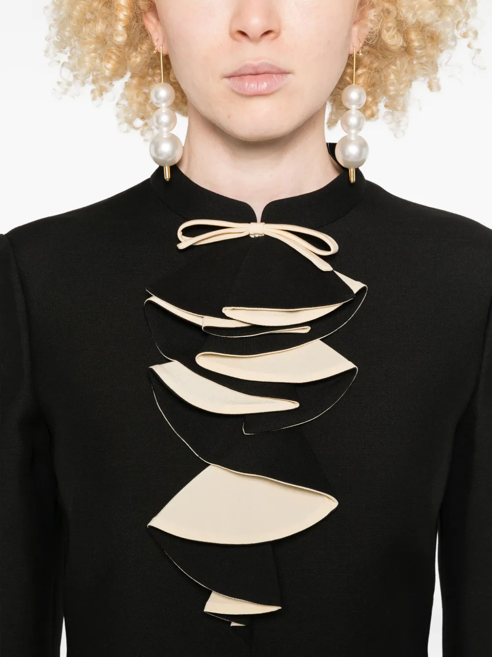 Valentino Garavani Mini-jurk met strikdetail en ruches Zwart