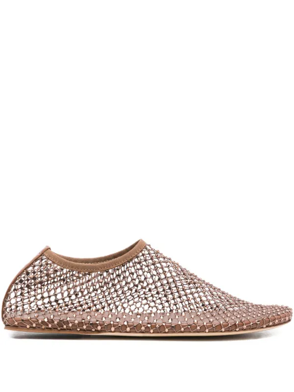 CHRISTOPHER ESBER スパンコール フラットシューズ Christopher Esber ビジュー フラットシューズ | ブラウン | FARFETCH JP