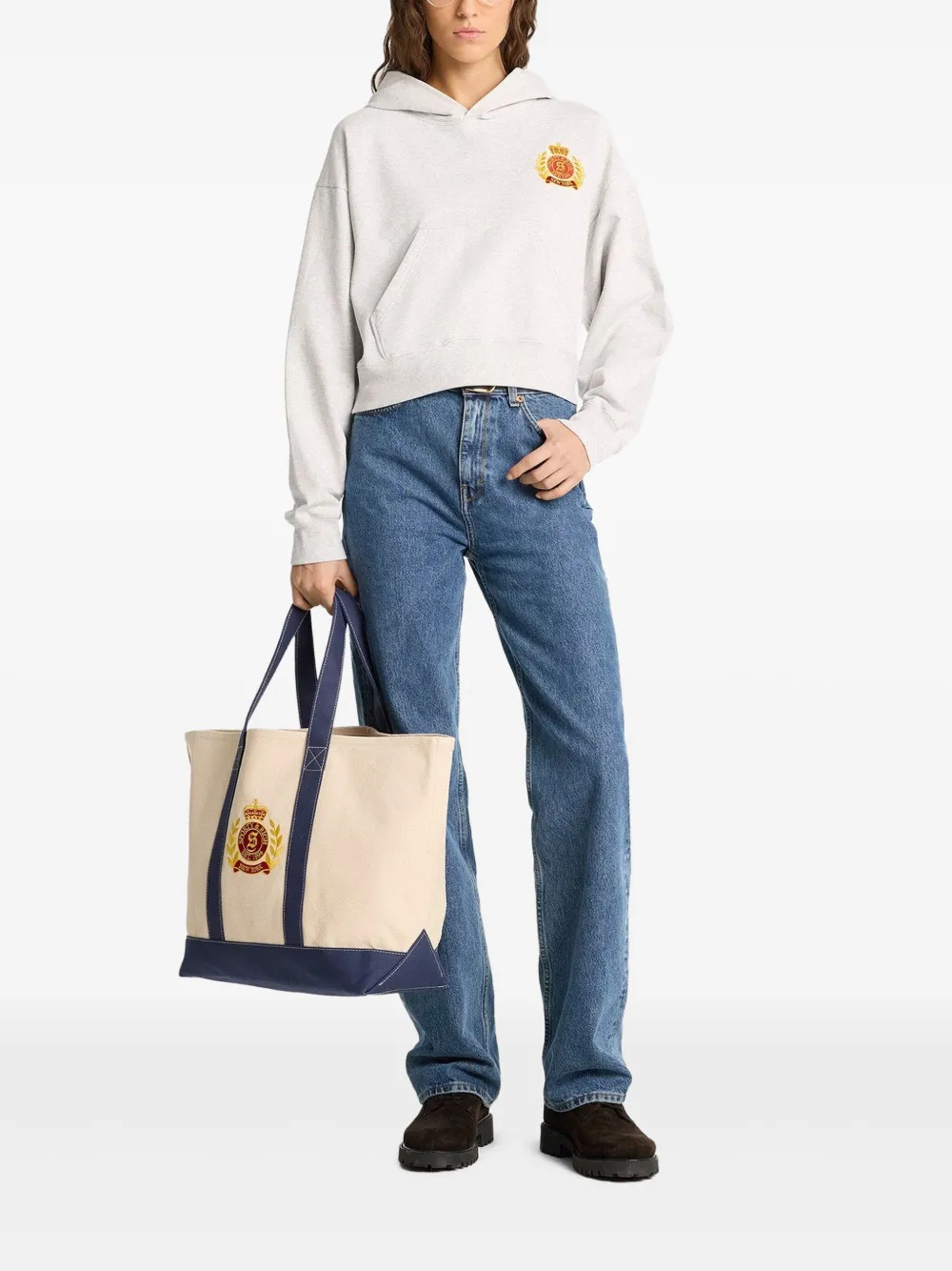 Sporty & Rich NY hoodie met borduurwerk - Grijs