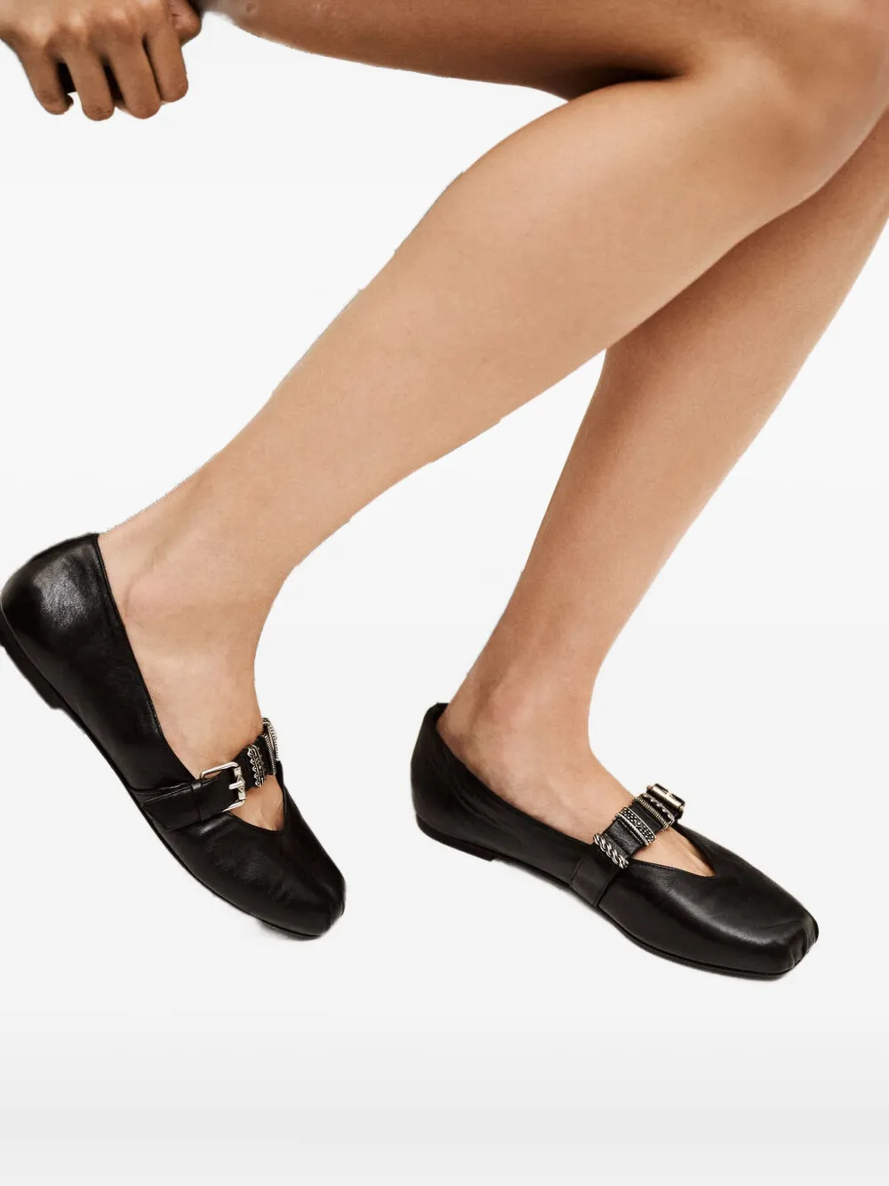 Ba&sh Cherkane Buckle Ballet Flats In Black