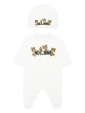Moschino Kids bear-graphic babygrow set - White