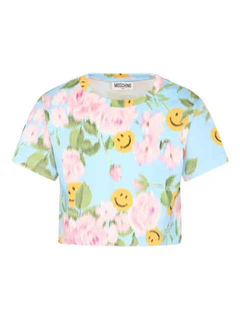 Moschino Kids floral-print cropped T-shirt