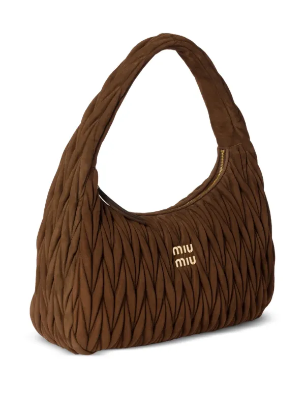 【MIU MIU】Matelasse Shoulder Bag/追跡+関税+全国送料込み Miu Miu Wander Matelassé Shoulder Bag | Brown | FARFETCH