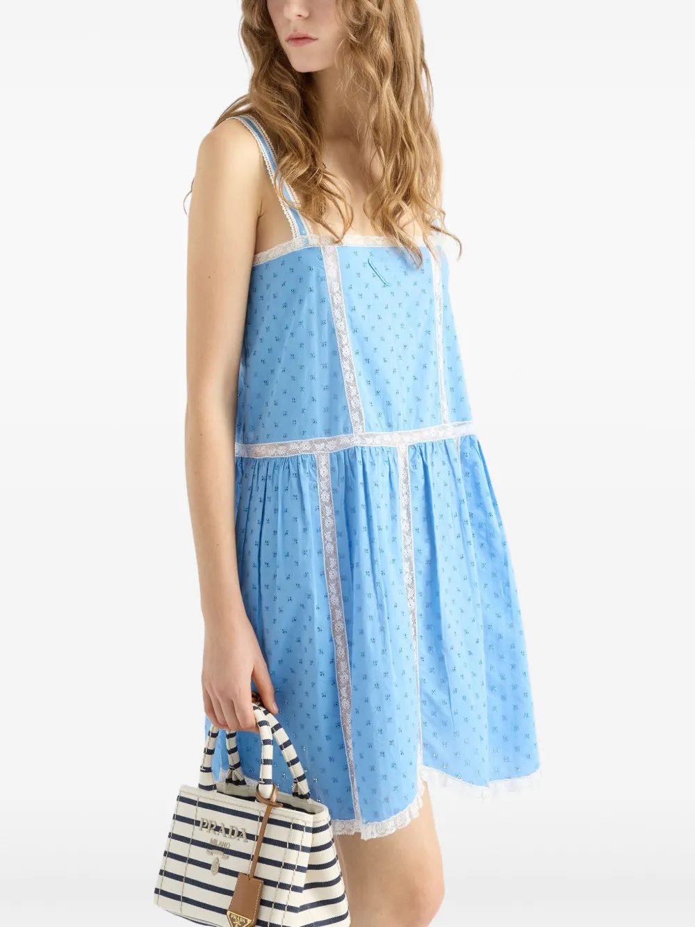 Prada Mini-jurk met geborduurd logo Blauw