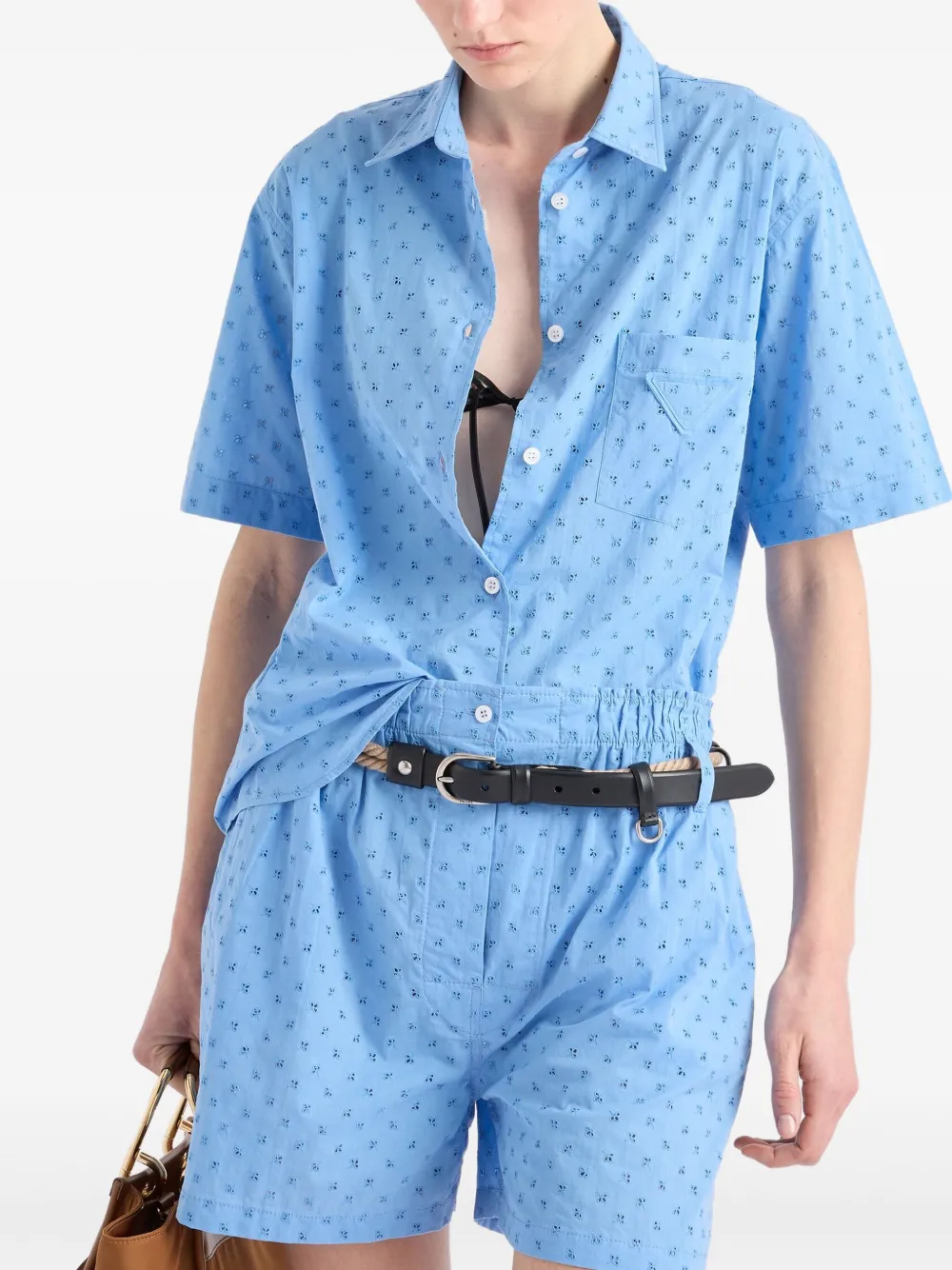 Prada Blouse met kant Blauw