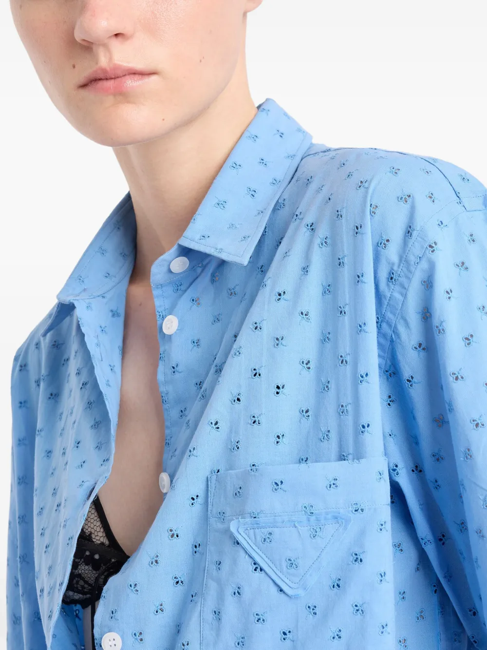 Prada Blouse met kant Blauw
