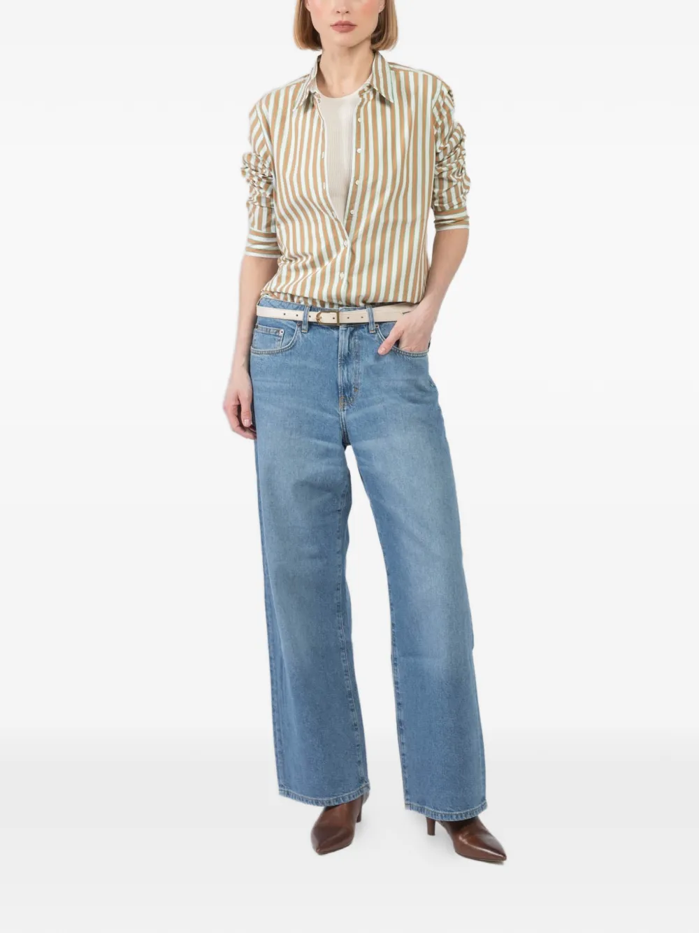 Xirena Beau striped buttoned shirt - Beige