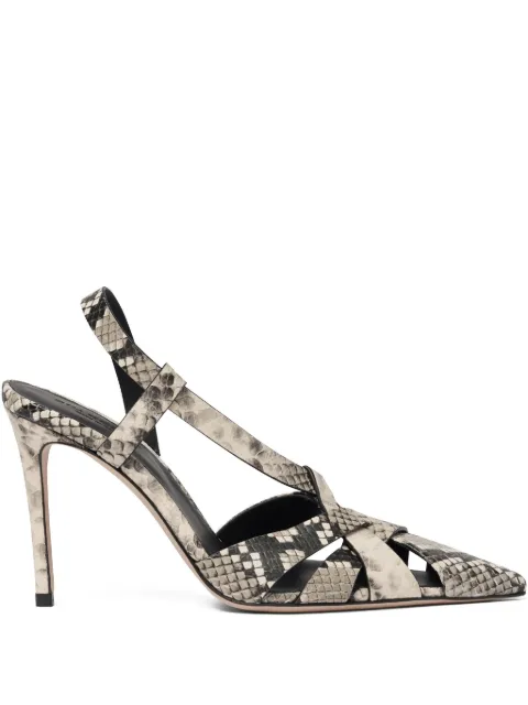 Scarosso 85mm Athena snakeskin-embossed slingback pumps