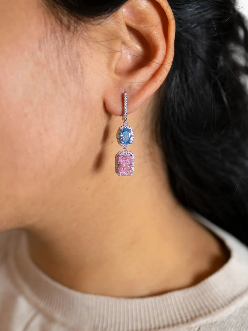 Shop Juwelina Paris Sterling Silver Marlene Earrings In Blue