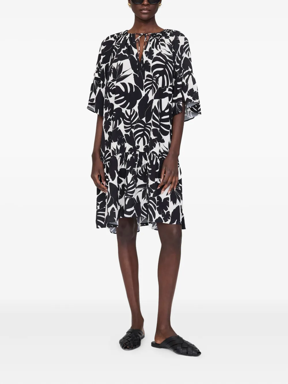 ANINE BING Lolita gelaagde jurk met bloemenprint Zwart