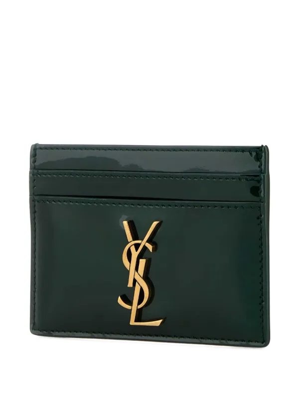 Saint Laurent Cassandre patent-leather Cardholder | Green | FARFETCH