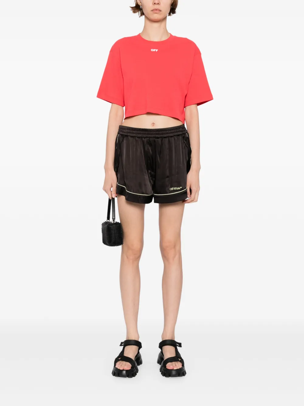 Off-White Shorts met geborduurd logo Bruin