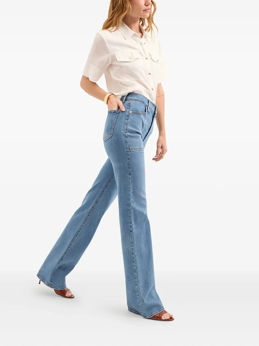 Veronica Beard Flared Wide-leg Jeans In Blue