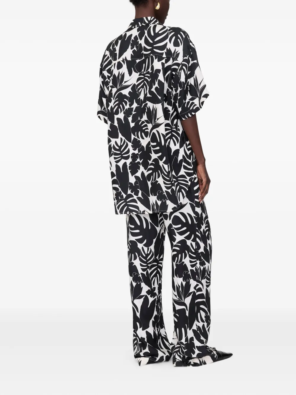 ANINE BING Elain broek met bladerprint Zwart