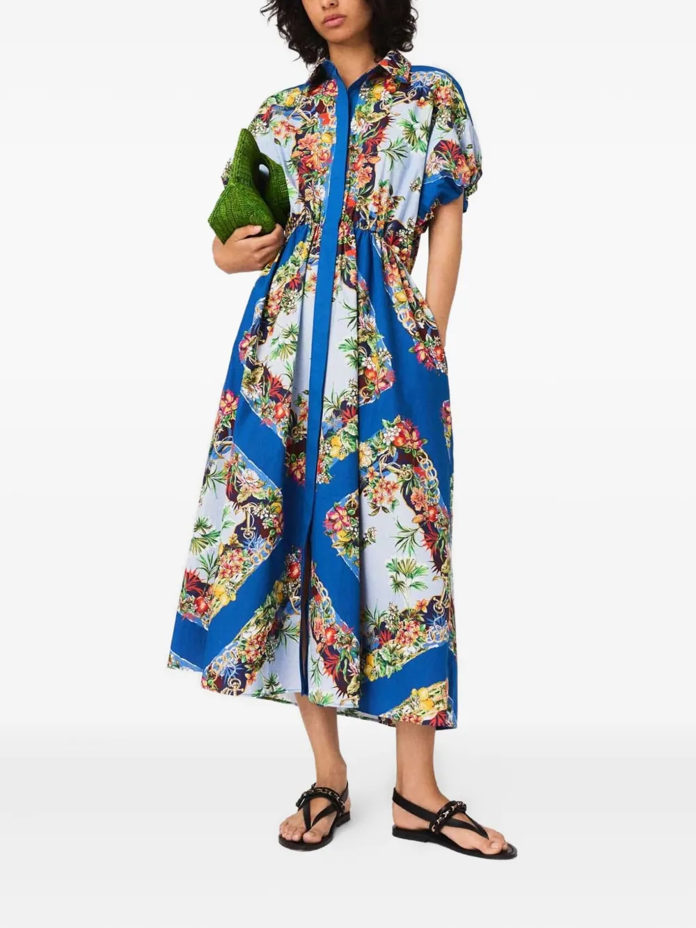 Maje Jurk met bloemenprint - Blauw