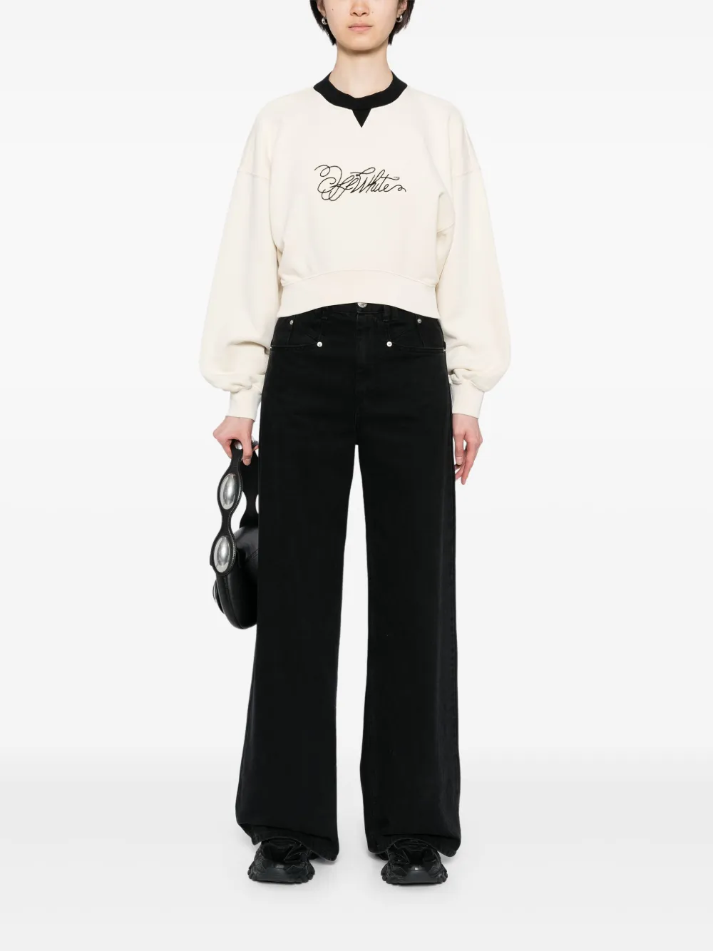 OFF-WHITE LOGO-EMBROIDERED SWEATSHIRT