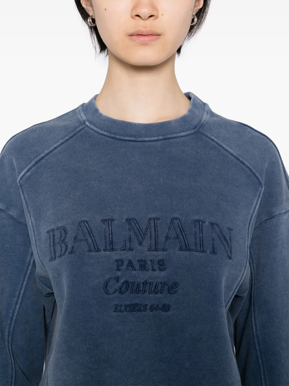 Balmain Couture Embroidered Sweatshirt In Blue
