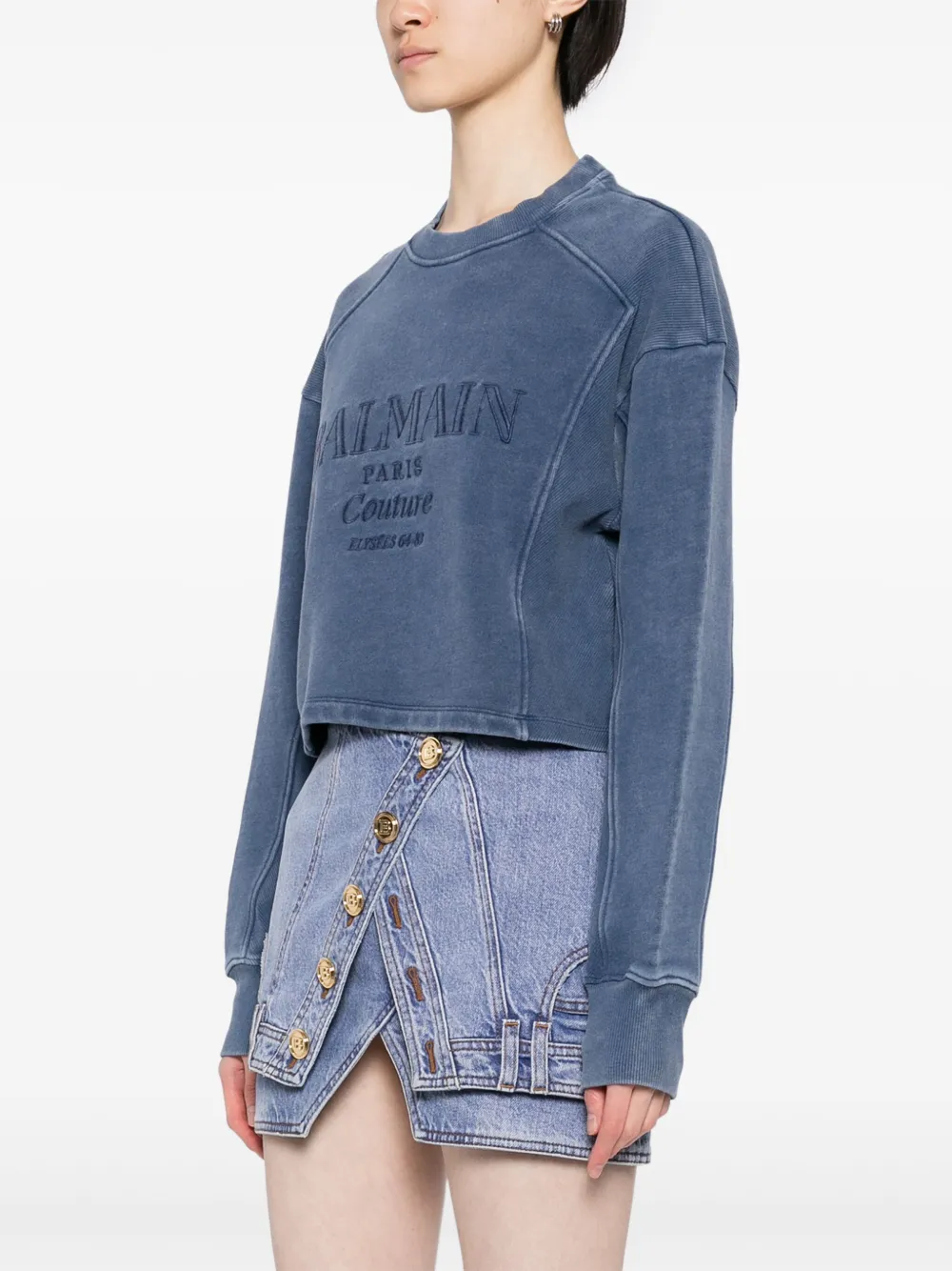 Balmain Couture Embroidered Sweatshirt In Blue