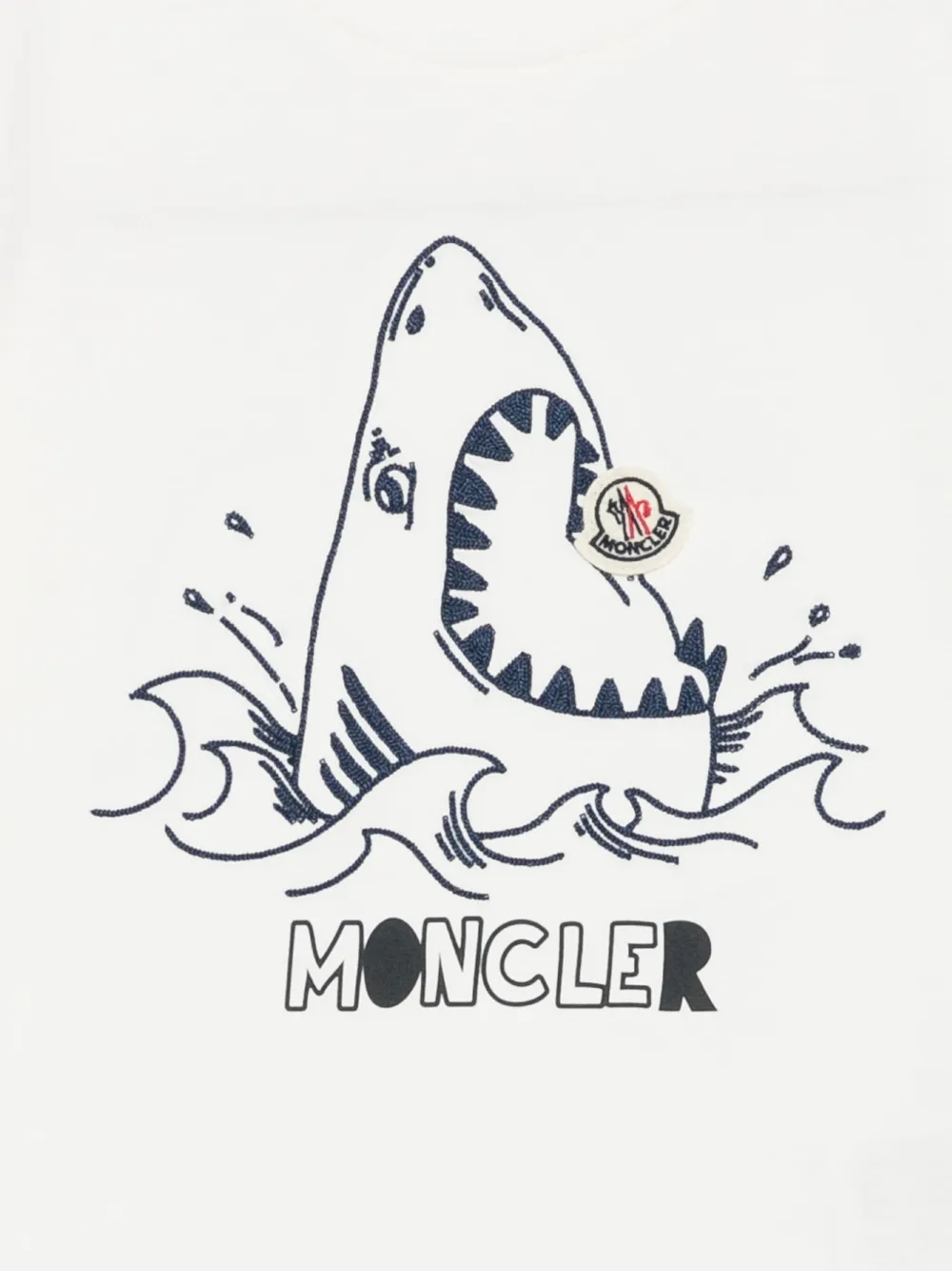 Moncler Enfant Katoenen T-shirt met haaienprint Wit