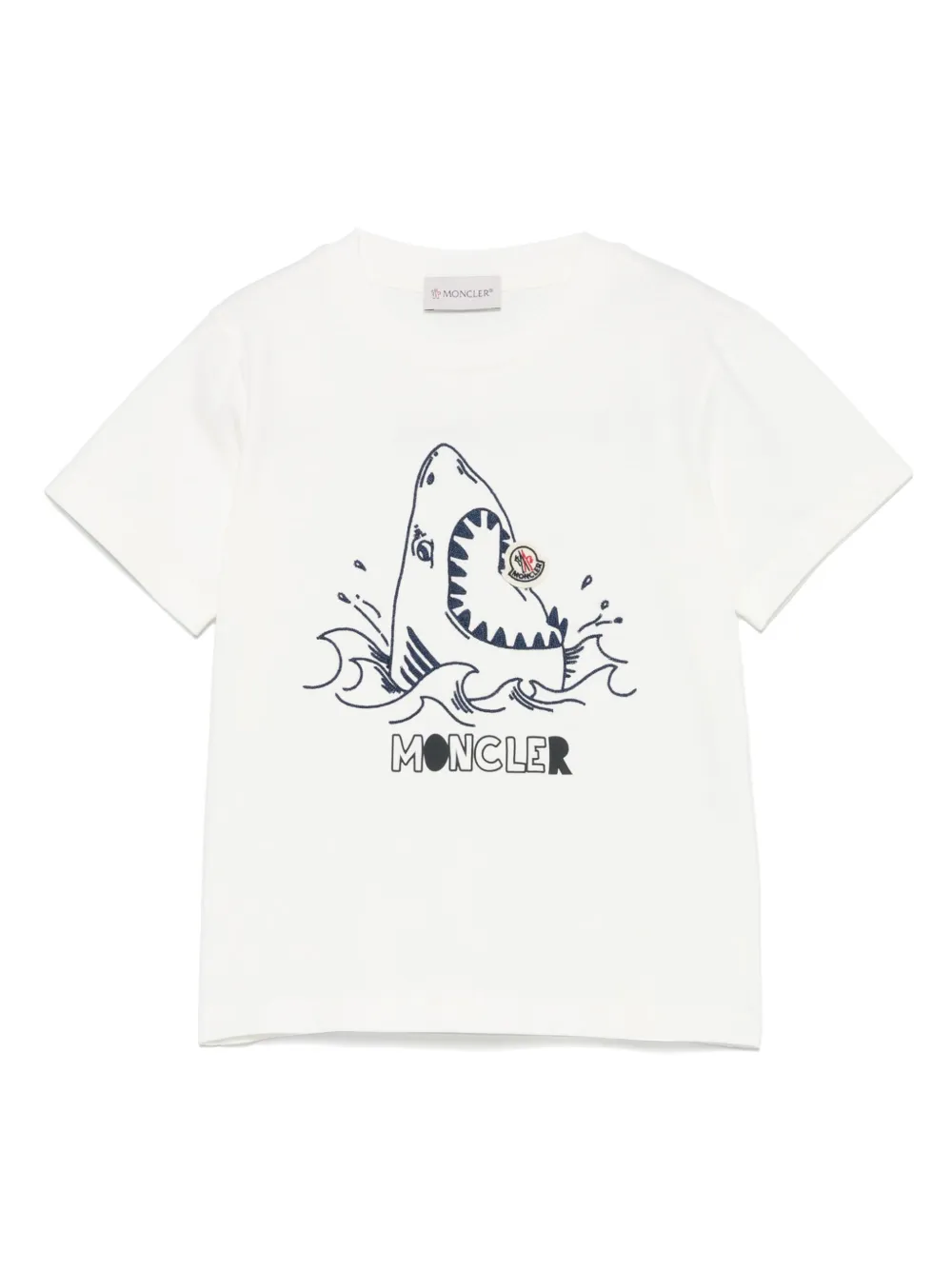 Moncler Enfant Katoenen T-shirt met haaienprint Wit